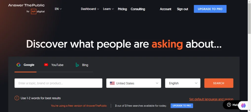 Keyword research tool