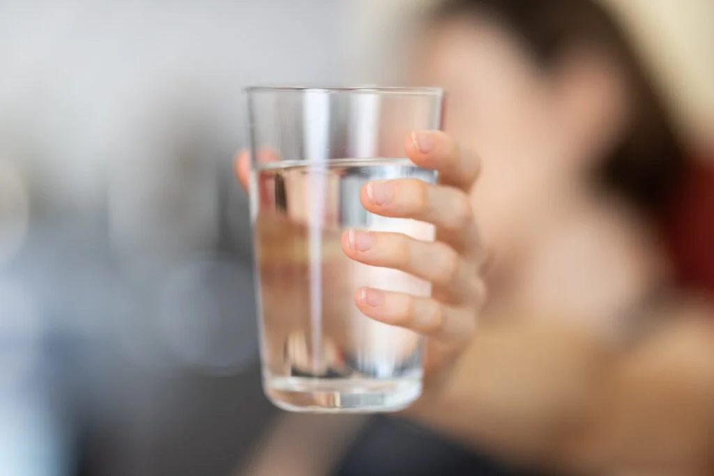 drinking water and staying hydrated.